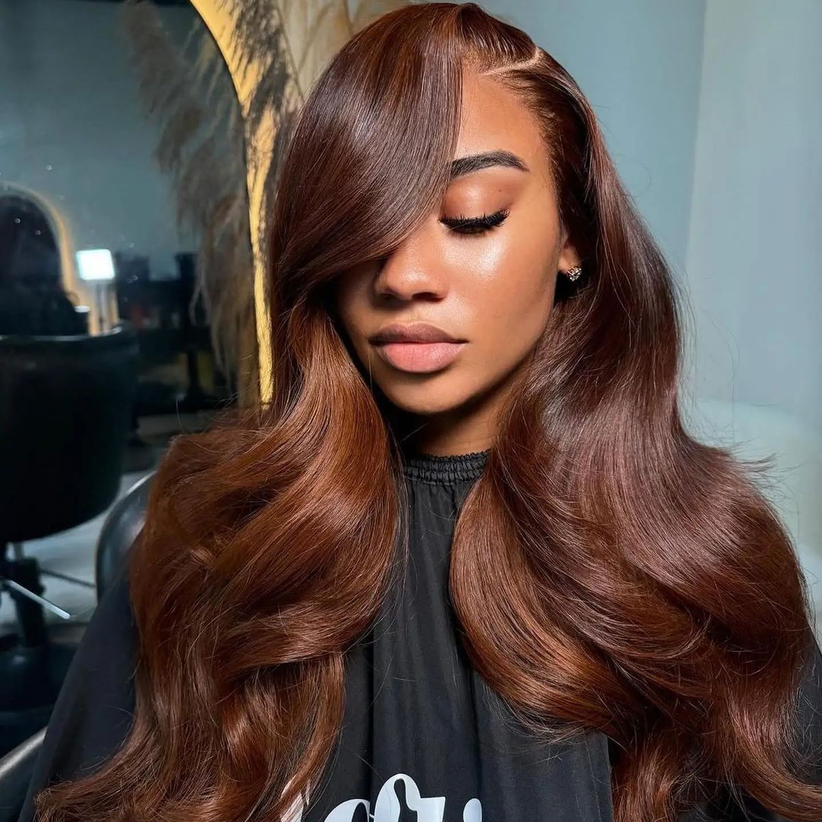 New Chocolate Brown Wig Body Wave 13x6 Full Lace Drawstring Wig Pre Plucked Natural Hairline 250% Density